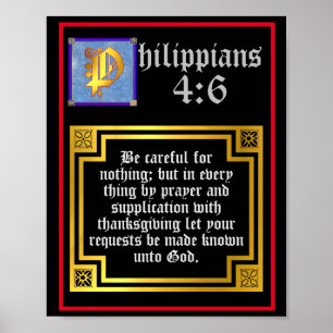 Affiche Philippians 4:6 Illuminated Letter Bible Verse