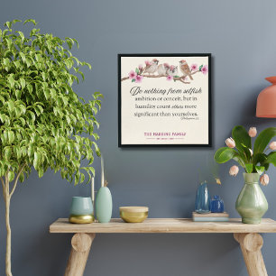 Affiche Philippiens 2:3 Écriture Imprimer Oiseaux et fleur