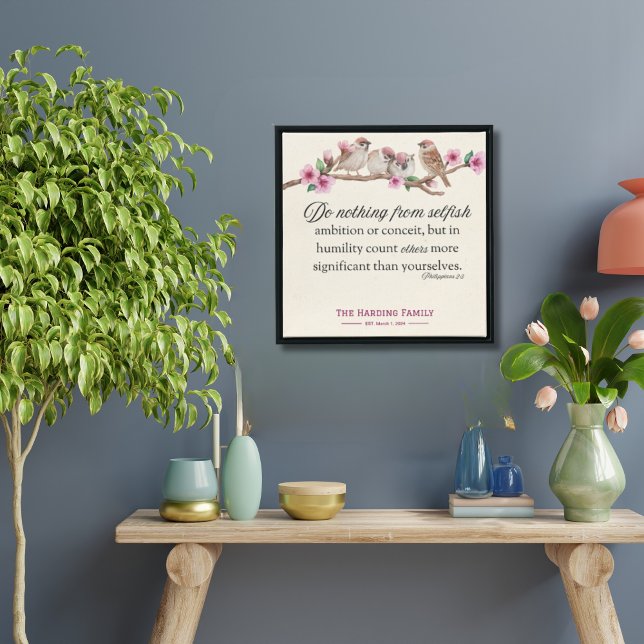 Affiche Philippiens 2:3 Écriture Imprimer Oiseaux et fleur (Créateur téléchargé)