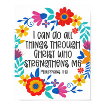 Philippiens 4:13 Bible Écriture Folk Art Floral