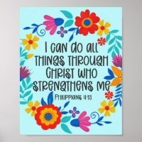 Philippiens 4:13 Bible Écriture Folk Art Floral