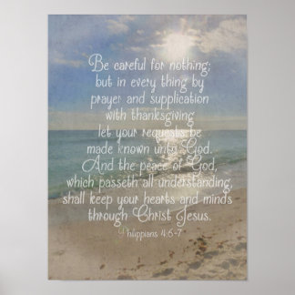 Affiche Philippiens 4:13 Bible Verse Beach Christian Art