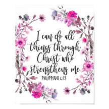 Philippiens 4:13 Écriture biblique rose et violet
