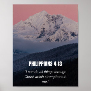 Affiche Philippiens 4:13 KJV Verset biblique Montagne & Fo