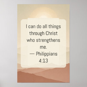 Affiche Philippiens 4:13 Montagne de terre cuite Écriture