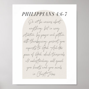 Affiche Philippiens 4:6-7 Script minimal Boho Arc Beige Bo