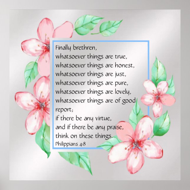 Affiche Philippiens 4:8 (Devant)