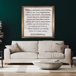 Affiche Philippiens 4:8 Roi James Bible Inspiration