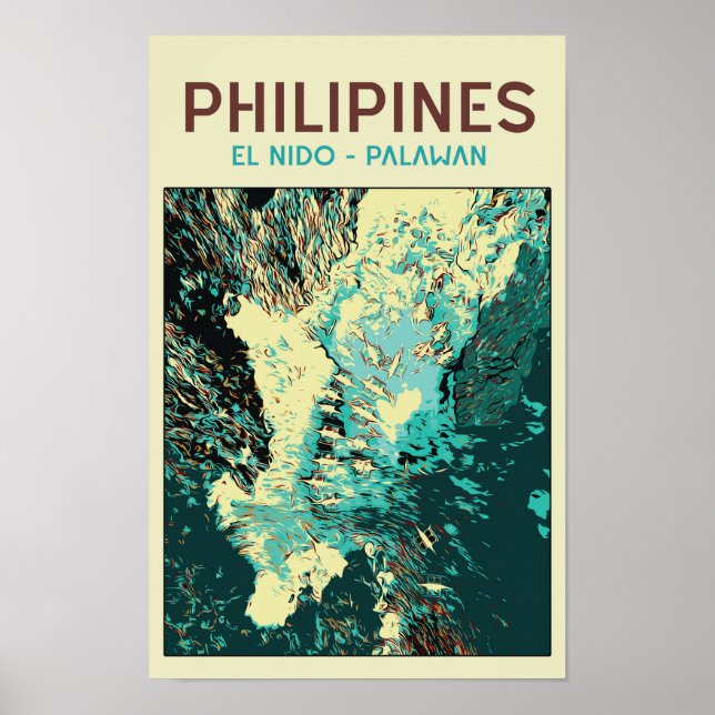 Affiche Philippines, bateaux dans le merveilleux El Nido,  (Devant)