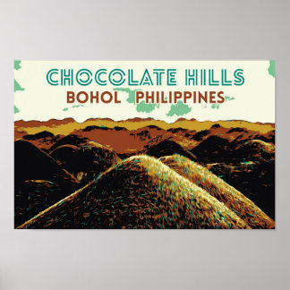 Affiche Philippines, Chocolate Hills in Bohol island Postc