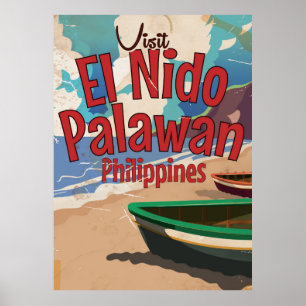 Affiche Philippines, El Nido, Palawan Travel poster.