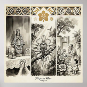 Affiche Philippines Flore - Sampaguita · Waling-Waling · R
