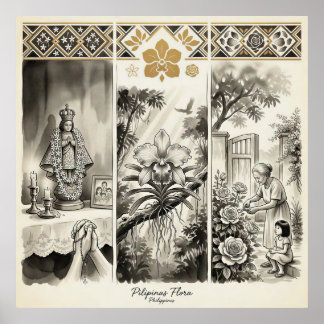 Affiche Philippines Flore - Sampaguita · Waling-Waling · R