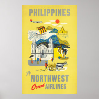 Affiche Philippines Fly Northwest Orient Airlines