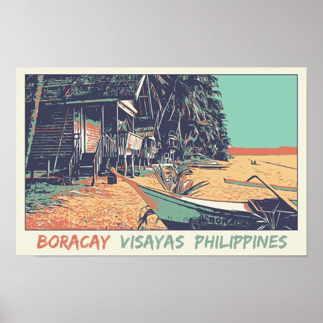 Affiche Philippines, plage de Boracay dans les îles Visaya (Devant)