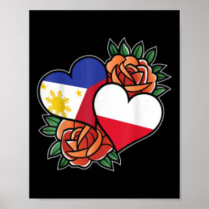 Affiche Philippines Pologne Drapeau Coeur mi-philippin mi-
