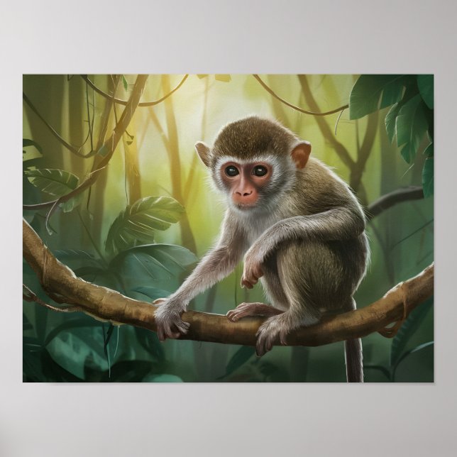 Affiche Philippines Tarsier Singe dans l'habitat naturel (Devant)