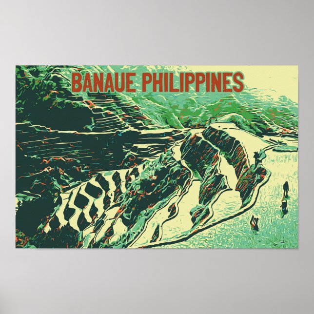Affiche Philippines, terrasses de riz sur l'île de Banaue  (Devant)