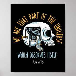 Affiche Philosophie Spatiale Crâne Alan Watts Citation de
