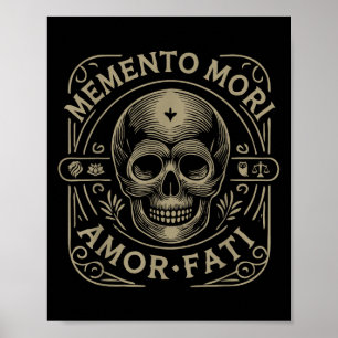 Affiche Philosophie stoïque Memento Mori Amor Fati Crâne S