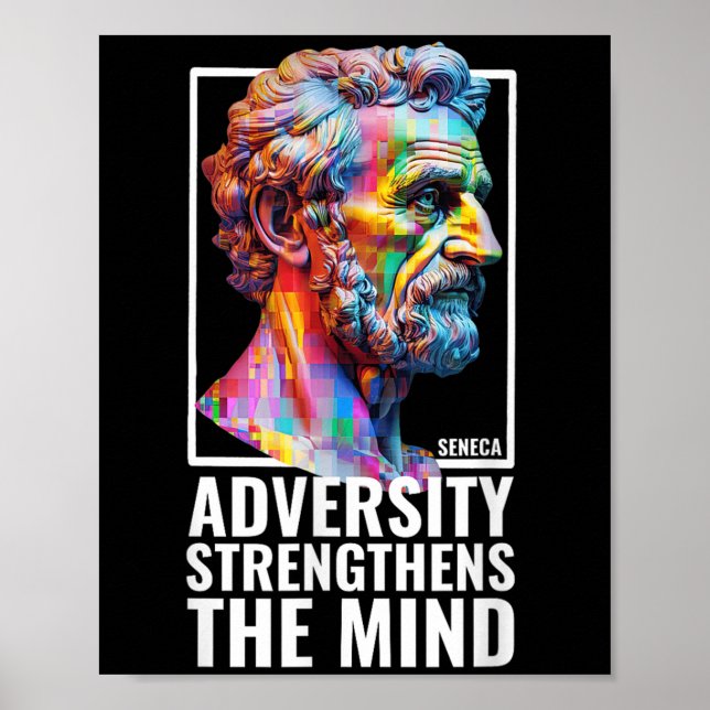 Affiche Philosophie stoïque moderne Citation Adversité Sen (Devant)