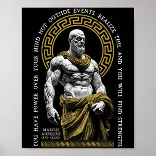 Affiche Philosophie stoïque Trouver Force Marcus Aurelius