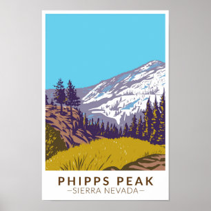 Affiche Phipps Peak Sierra Nevada Californie Vintage