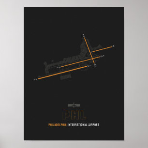 Affiche PHL - Philadelphie Airport Runway Diagram Art