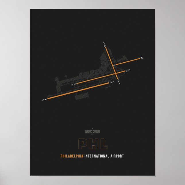 Affiche PHL - Philadelphie Airport Runway Diagram Art (Devant)