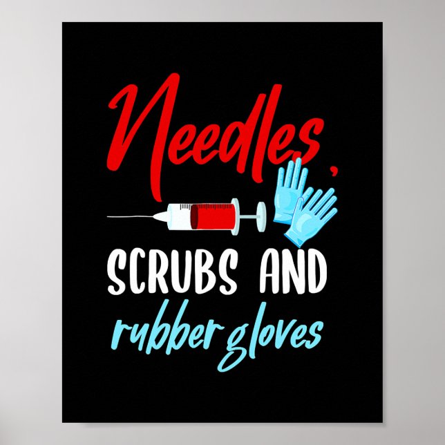 Affiche Phlebotomiste Aiguilles Scrubs Gants Phlebotomie (Devant)