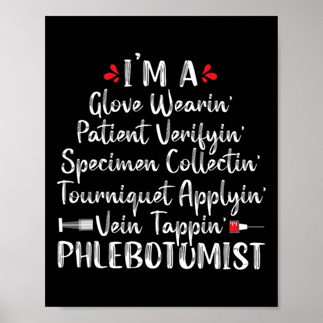 Affiche Phlebotomiste Phlebotomie Technicien Funny Nurse C (Devant)