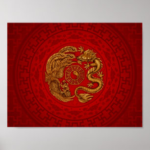 Affiche Phoenix and Dragon with bagua #4