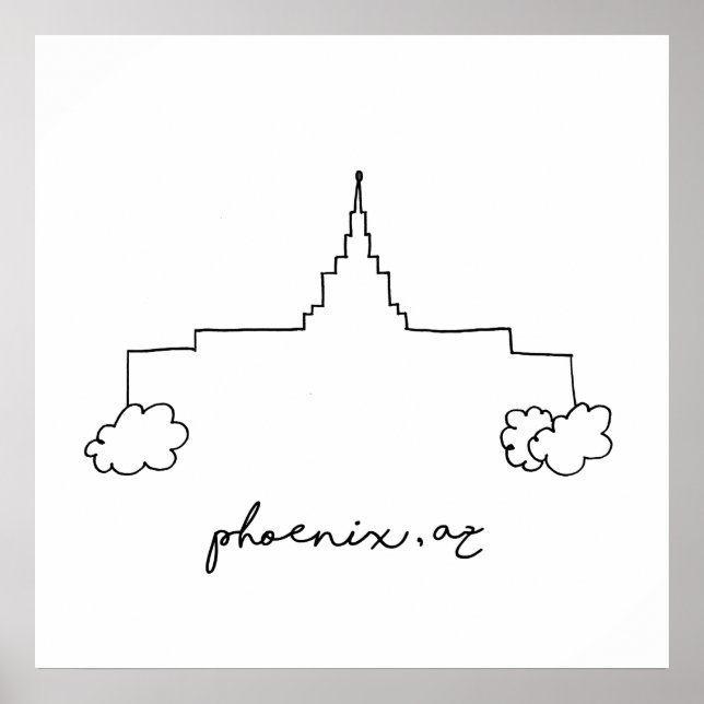 Affiche phoenix arizona temple simple dessin moderne (Devant)