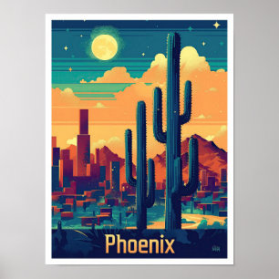 Affiche Phoenix Arizona Vintage voyage Illustration