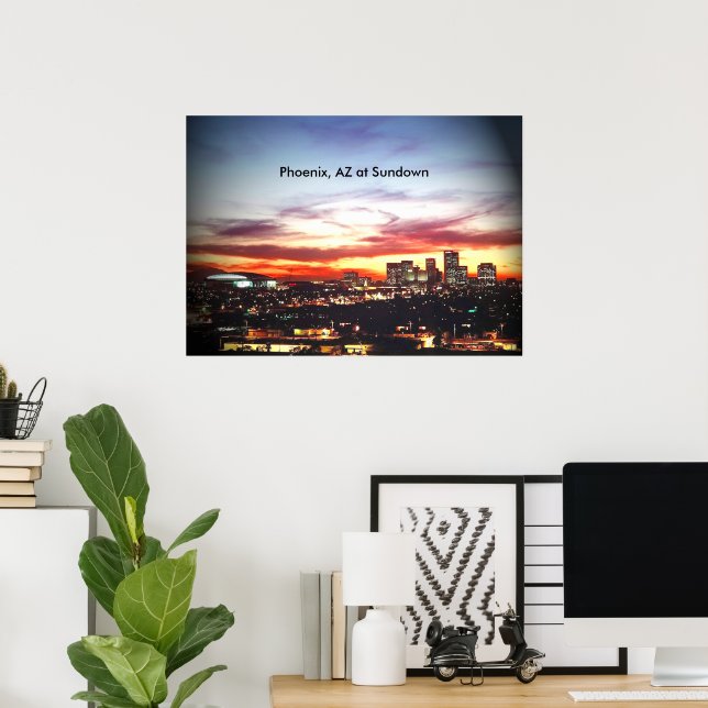 Affiche Phoenix, AZ au coucher du soleil (Bureau à domicile)