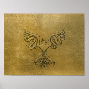 Affiche Phoenix Bird Gold Embossed