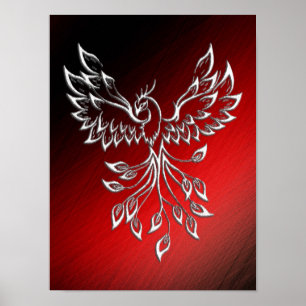 Affiche Phoenix Blanche se lève Rouge n Cendres Noires