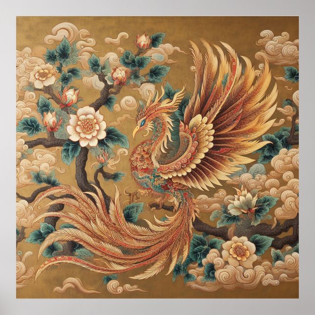 Affiche Phoenix Chinois Majestueux - Art Mythique Traditio (Devant)