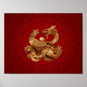 Affiche Phoenix et Dragon - en rouge