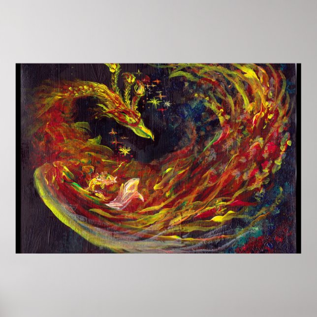 Affiche Phoenix Pheonix Red Firebird Flames Thunderbird (Devant)