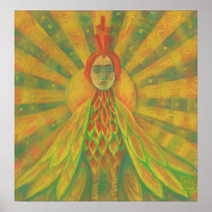 Affiche Phoenix Sun Bird Woman Goddess Fantasy Surrealism 