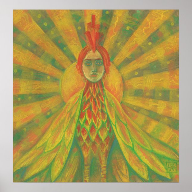 Affiche Phoenix Sun Bird Woman Goddess Fantasy Surrealism  (Devant)