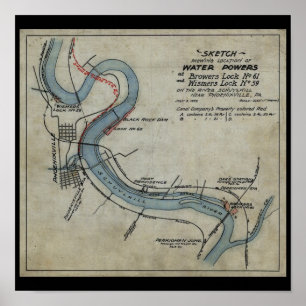 Affiche Phoenixville Mont Clare Schuylkill Canal PA 1899