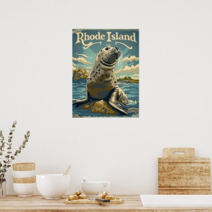 Affiche Phoque du port Rhode Island