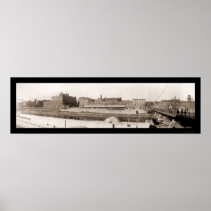 Affiche Photo 1909 de façade d'une rivière d'Oswego NY