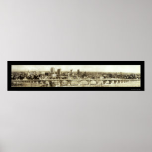 Affiche Photo 1912 d'horizon de Dallas de viaduc