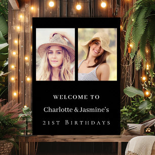 Affiche Photo 2 personnes anniversaire moderne noir