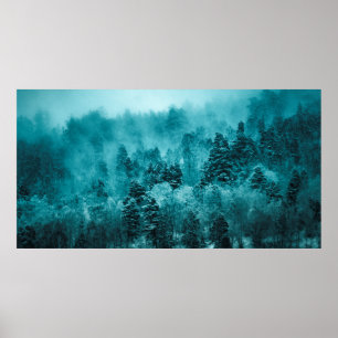 AFFICHE PHOTO À PEU PRÈS CONCENTRÉE D'ARBRES VERTS PENDANT