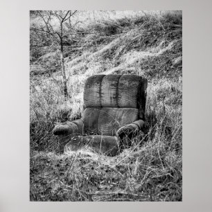 Affiche Photo ancienne de chaise en noir et blanc