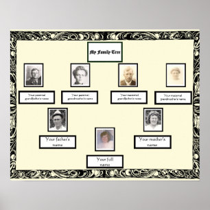 Affiche Photo Arbre de famille Bordure Vintage de torse su